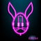 Rabbit Egg Easter LED circuit neon lamp with Pink color. dark background. illustration. vector. graphic design.