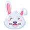 Rabbit emoji laugh with teeth and cute eyes vector