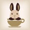 Rabbit face with coffee cup logo vector.