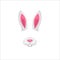Rabbit face elements. Vector illustration. Animal character ears and nose. Video chart filter effect for selfie photo