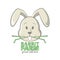 Rabbit farm logo design. Vector illustration of rabbit eating grass.