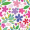 Rabbit flower leaf rainbow seamless pattern