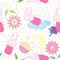 Rabbit flower seamless pattern