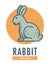 Rabbit fresh meat promotional logotype with farm animal