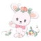 Rabbit in a funny cartoon style. Cute animal illustration for baby products. The animal in the vector smiles cutely and