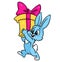 Rabbit gift cartoon illustration