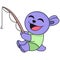 The rabbit is happily fishing. doodle icon image