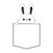 Rabbit happy face head icon sitting in the pocket. Holding paw hands. Contour line. Funny baby hare. Cute cartoon character. Love