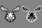 Rabbit hare head mascot black white outline