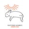 Rabbit heatstroke and fever icon. Hyperthermia in rabbits.