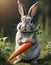 Rabbit Holding Carrot in a Sunlit Field