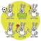 Rabbit Holds Soccer Ball Empty Nameplate Flower Set Characters