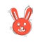 Rabbit icon in comic style. Bunny cartoon vector illustration on white isolated background. Happy easter splash effect business