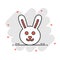 Rabbit icon in comic style. Bunny cartoon vector illustration on white isolated background. Happy easter splash effect business