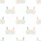 Rabbit light pink color geometric seamless pattern on white background. Children graphic design element for different purposes