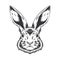 Rabbit line art. vintage. Bunny tattoo or easter event print design vector illustration