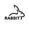 Rabbit logo concept with black bunny line icon