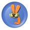 Rabbit made of raw vegetables on blue plate