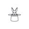 Rabbit in magicians top hat vector line icon