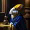 Rabbit in a medieval costume with a lamp. 3d rendering AI generated