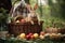 rabbit near a picnic basket during a family outing