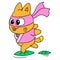 Rabbit ninja are practicing walking on the leaves, doodle icon image