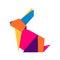 Rabbit origami. Abstract colorful vibrant rabbit logo design. Animal origami. Vector illustration