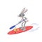 rabbit is paddling with paddle board