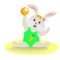 Rabbit performs an element of rhythmic gymnastics with a ball