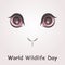 Rabbit pink eyes on a light background. Vector Illustration. World Wildlife Day