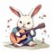 Rabbit plays the guitar