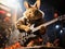 Rabbit rocking guitar on mini stage