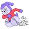 The rabbit is running in a hurry, doodle icon image kawaii