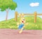 Rabbit running on the path