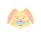 Rabbit sad emoji. Hare sorrowful emotions. Animal dull. Vector i
