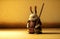 Rabbit samurai in traditional drawing style. Japanese styled art with hare warrior in kimono. Generated AI.