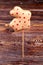 Rabbit shaped biscuit on stick.