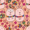 Rabbit silly face seamless pattern