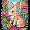 a rabbit sitting in a field of flowers, a character portrait by Jan Tengnagel, psychedelic art, made of flowers