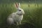 a rabbit sitting in a field of tall grass, a photorealistic painting