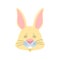 Rabbit sleeping emoji. Hare asleep emotions. Animal dormant. Vector illustration