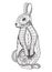 Rabbit standing. Zentangled and stippled vector illustration. An