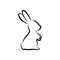 Rabbit symbol. Hare sign. Hare, rabbit icon. Animal silhouette. Vector minimalist illustration.