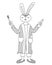 Rabbit with toothbrush and toothpaste coloring page. Cartoon character of bunny. Vector coloring book for children