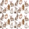 Rabbit wild animal pattern in a watercolor style.