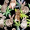 Rabbit wild animal pattern in a watercolor style.