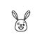Rabbit winking face emoticon line icon