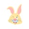 Rabbit winks. Hare happy emoji. Animal Vector illustration