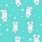Rabbit in winter, seamless pattern, Happy easter, nature season holiday background texture cover cute baby, Kawaii cartoon