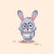 Rabbit10 Emoji character cartoon Gray leveret sticker emoticon with angry emotion